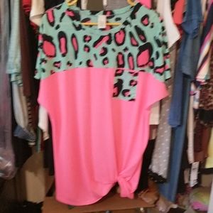Pink/BLK/Mint Green blouse